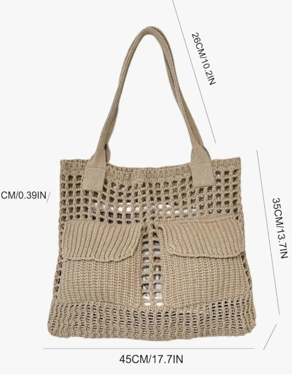 Women's Beach Tote Bag, Crochet Knit Hollow Design, Stylish Tote